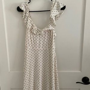 White with black polka cami dress